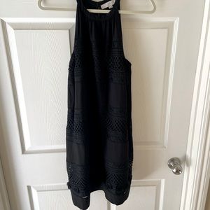 LOFT black high next tank dress with fringe